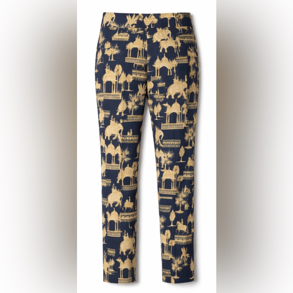 J.McLaughlin Masie Pants Size 6 Navy & Tan Desert Toile Stretch Slim Pant NEW - Picture 3 of 9
